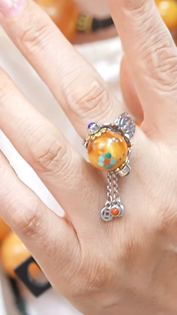 蜜蜡颈饰银S925镶嵌5666天然蜜蜡珠宝奇石云端妖孽妖花全部保真