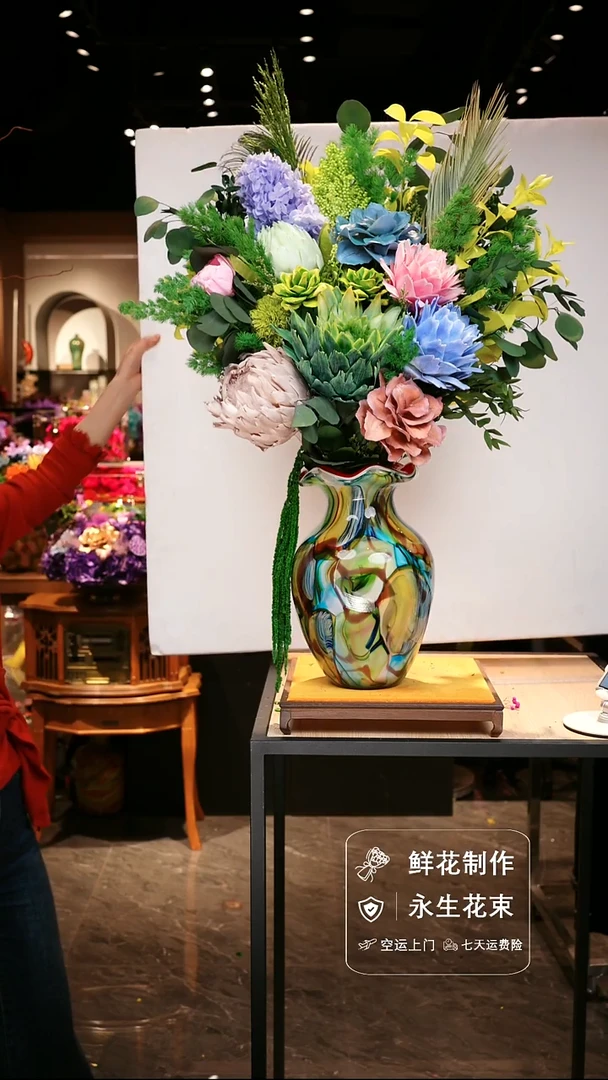 手工艺品琉璃手工花器花束空运包邮送货上门-以图片为准