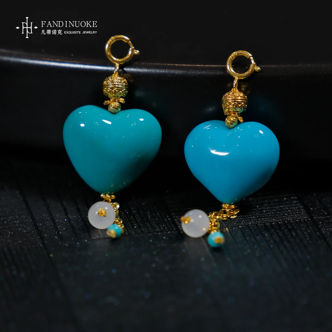 L【加加专属】17 MJ21656-18k金绿松爱心吊坠多样性发一件14*12*8mm