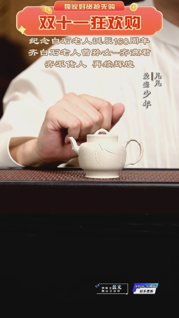 凡凡会客厅 紫砂壶14 宫灯竹定窑白110cc