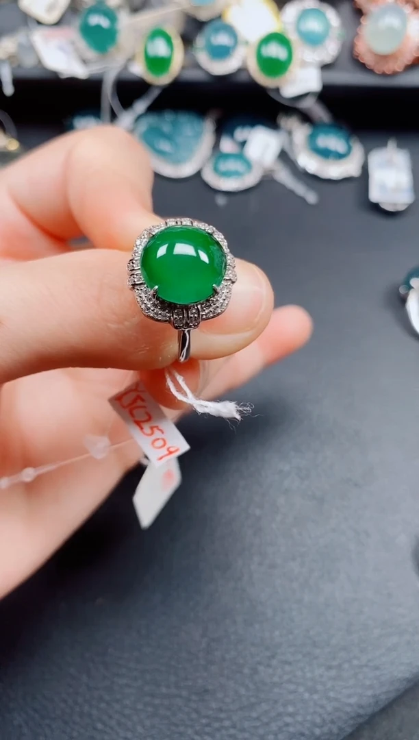 银S925镶嵌戒指翡翠翡翠