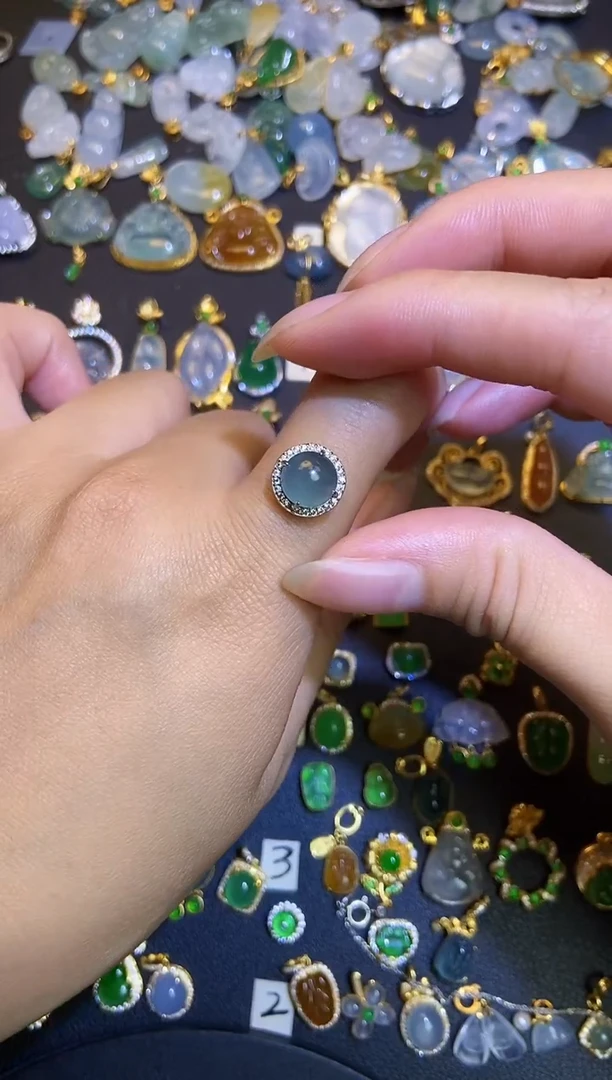 翡翠银S925镶嵌吊坠(不含链)天然A货翡翠