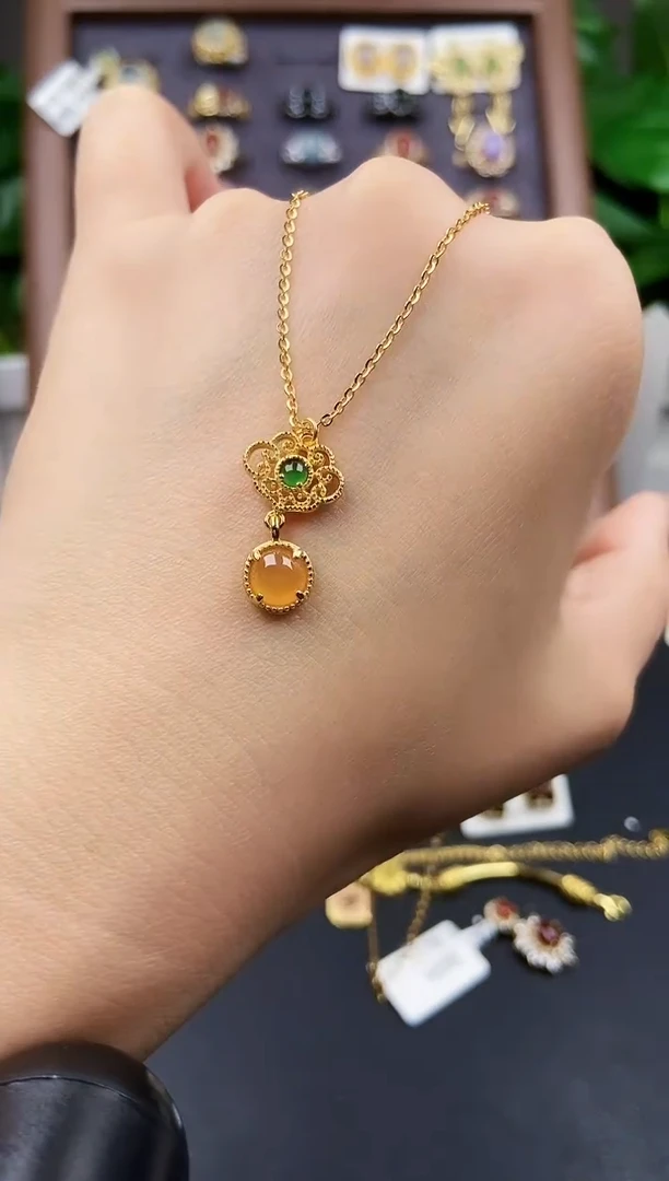 颈饰银S925镶嵌翡翠21