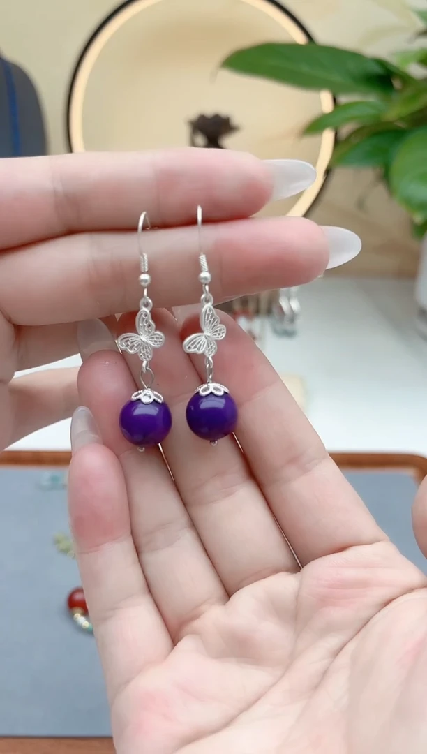 玛瑙/玉髓耳饰银S925镶嵌8890