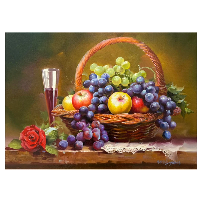 【高端朝鲜画】餐厅油画挂画50x70cm左右画芯发货纯手工纯手绘原作
