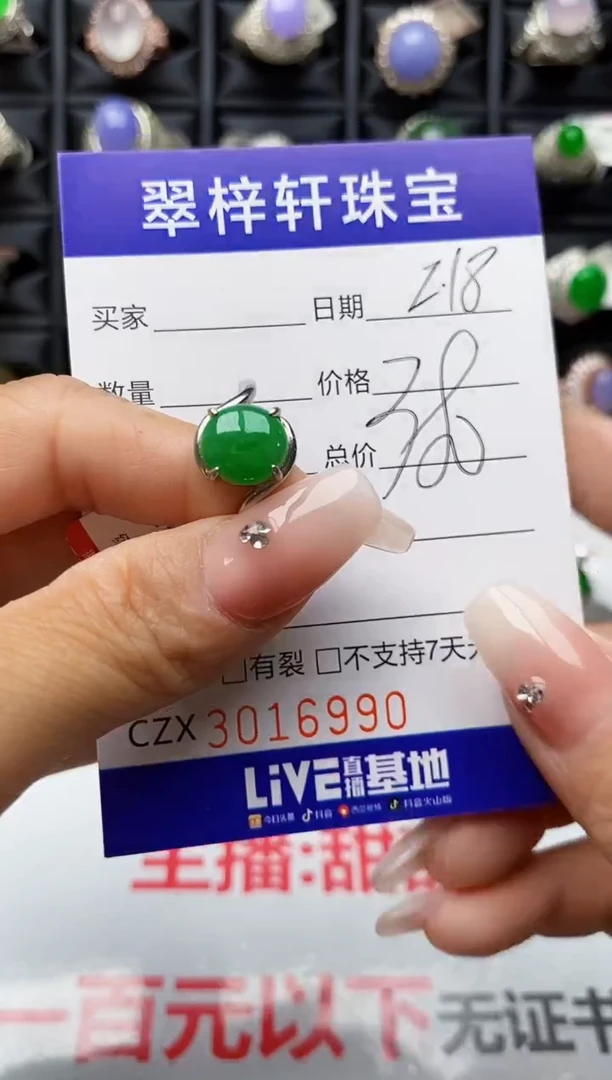【闪购商品】翡翠戒指银S925镶嵌6990