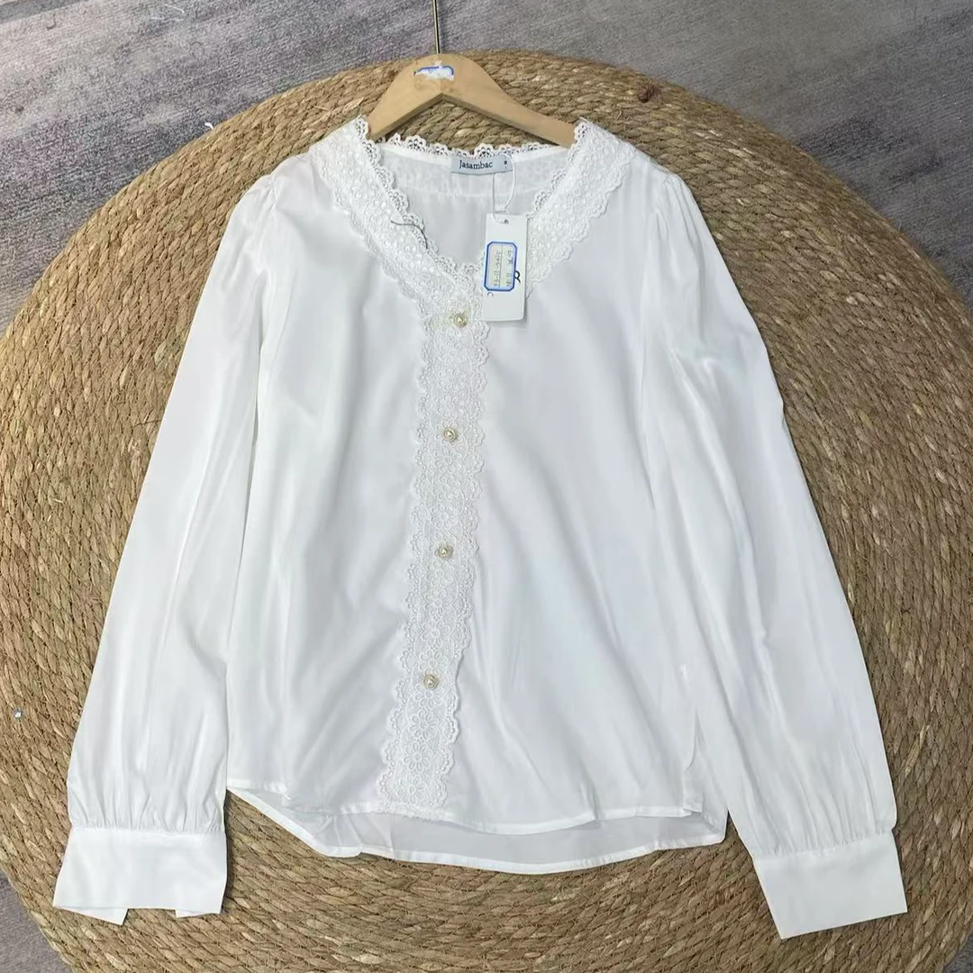 唯琳剪标   7仓F3-11-3415款   白色长袖蕾丝衬衣