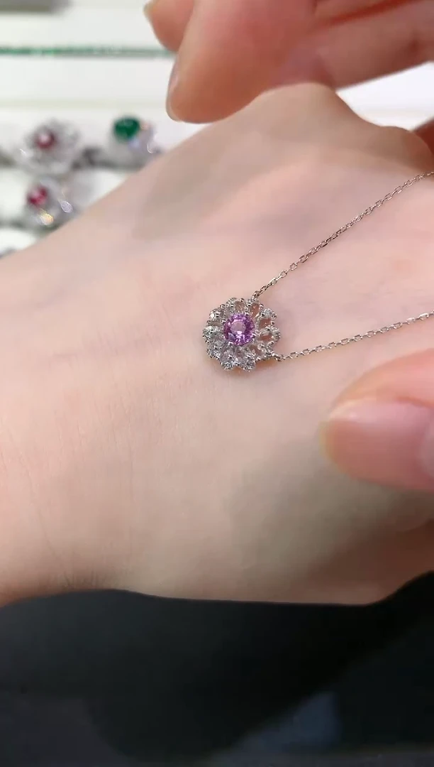 彩色蓝宝石套链18K金镶嵌D24|2800