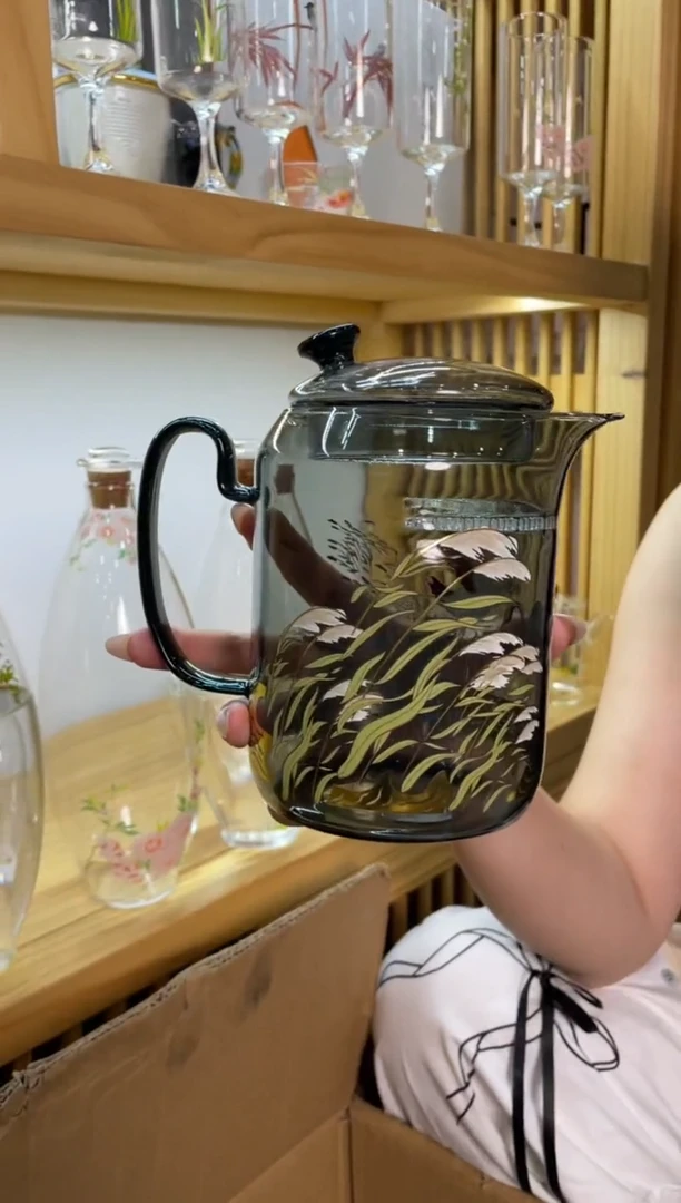 九河鹤栖月牙煮茶壶黑啊