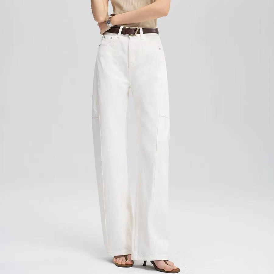 【秋冬新款】•轻奢时尚•新疆长绒棉高腰阔腿显瘦牛仔裤白色女