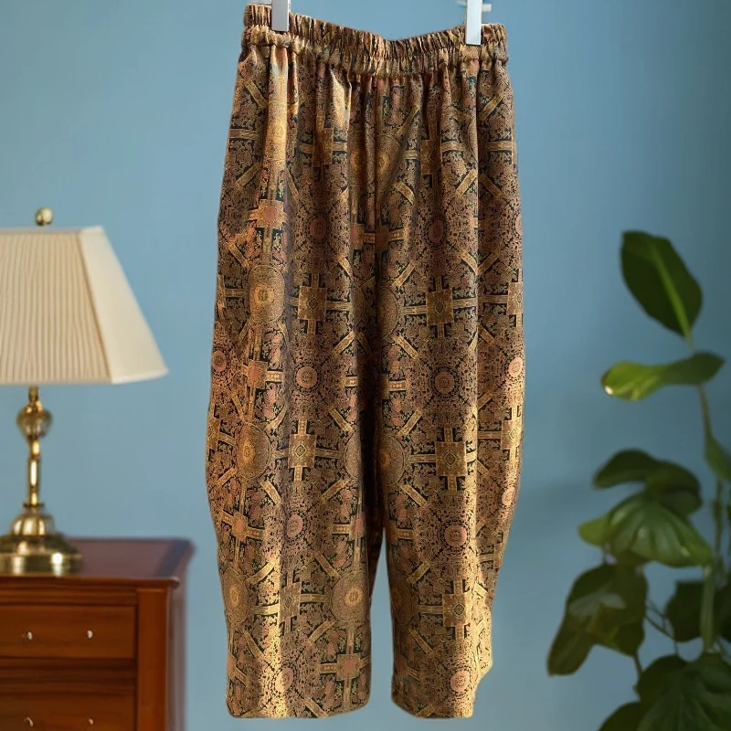 小众设计师提花弯刀裤百搭时尚老钱风女装裤子宽松