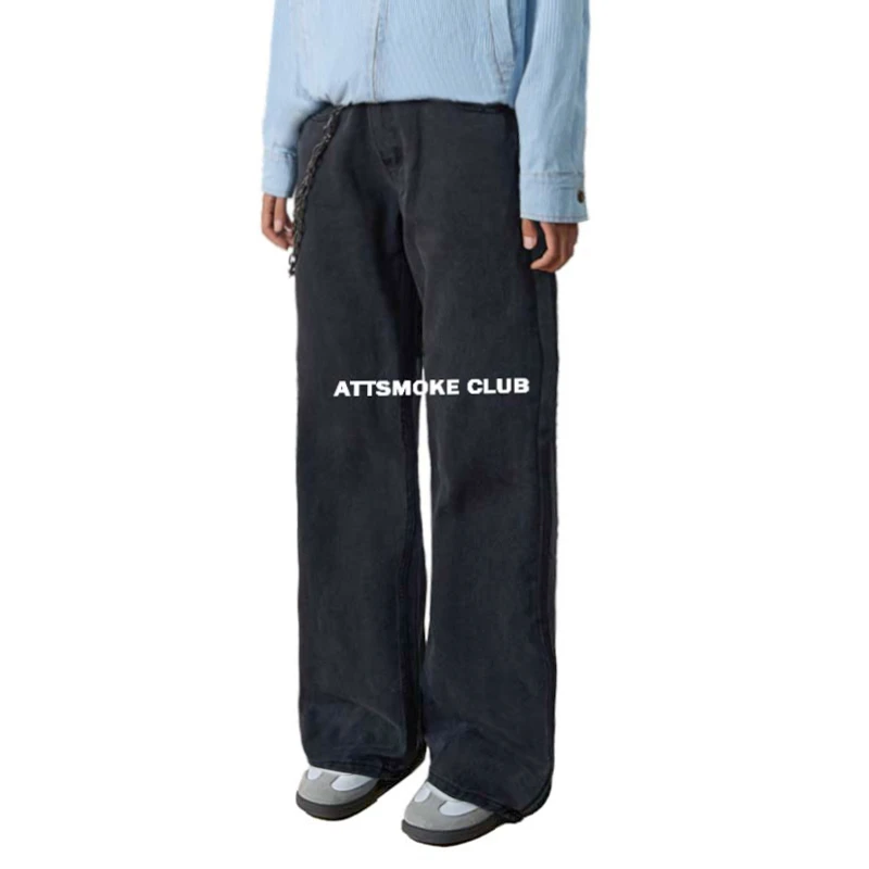 【线上商店】美式Cleanfit巴黎水洗灰2021m直筒牛仔裤vintage长裤