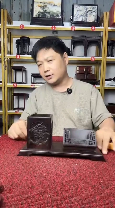 木大红酸枝笔筒手机支架