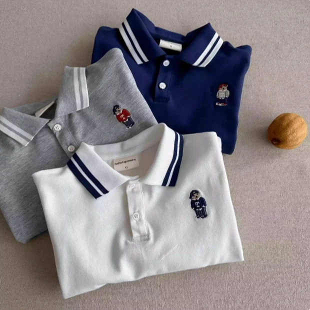 儿童POLO衫男童2025春秋新款小童潮牌上衣韩版宝宝长袖T恤女洋气