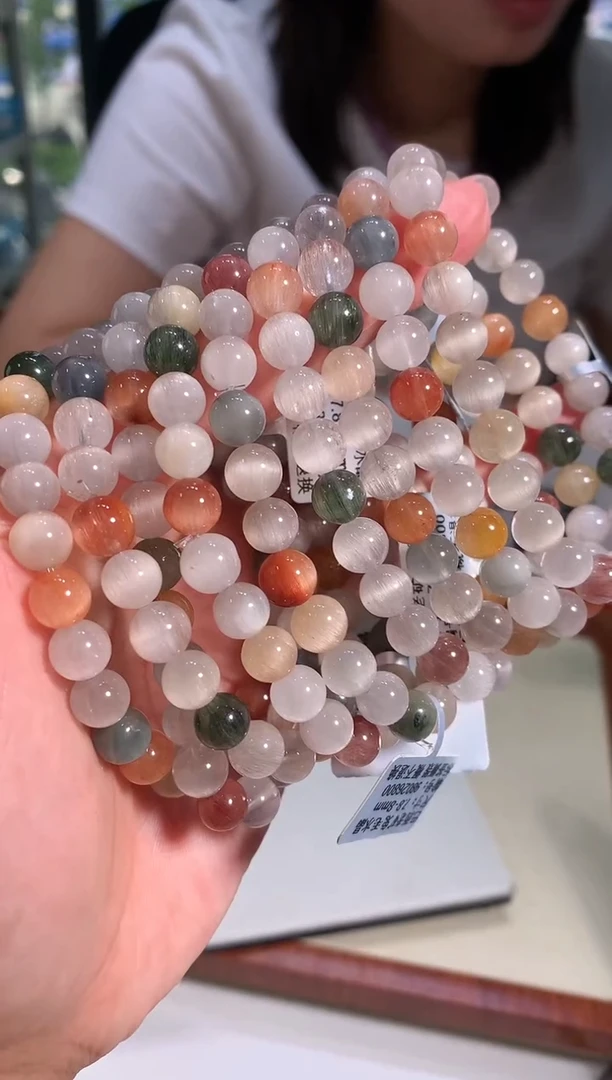 水晶手链未镶嵌7.8-8mm彩兔毛手链多样性发一