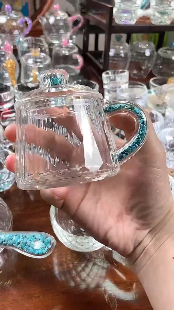 【闪购商品】玺宴新款水晶梯形杯绿松石