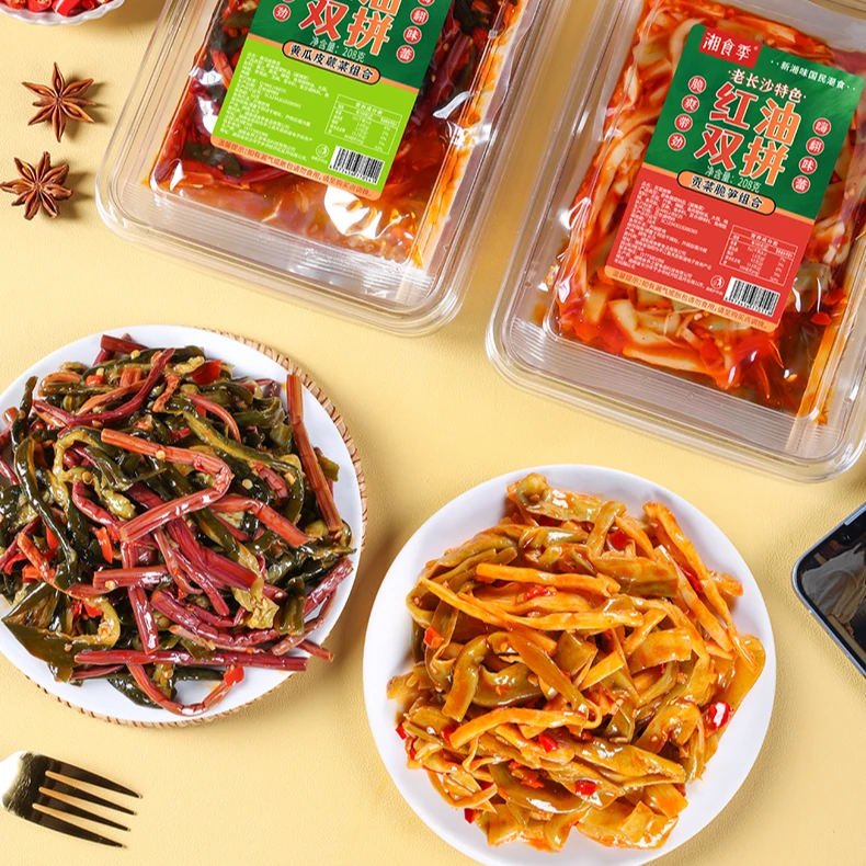 老长沙贡菜脆笋蕨菜黄瓜皮红油双脆组合即食下饭菜香辣凉菜脆爽