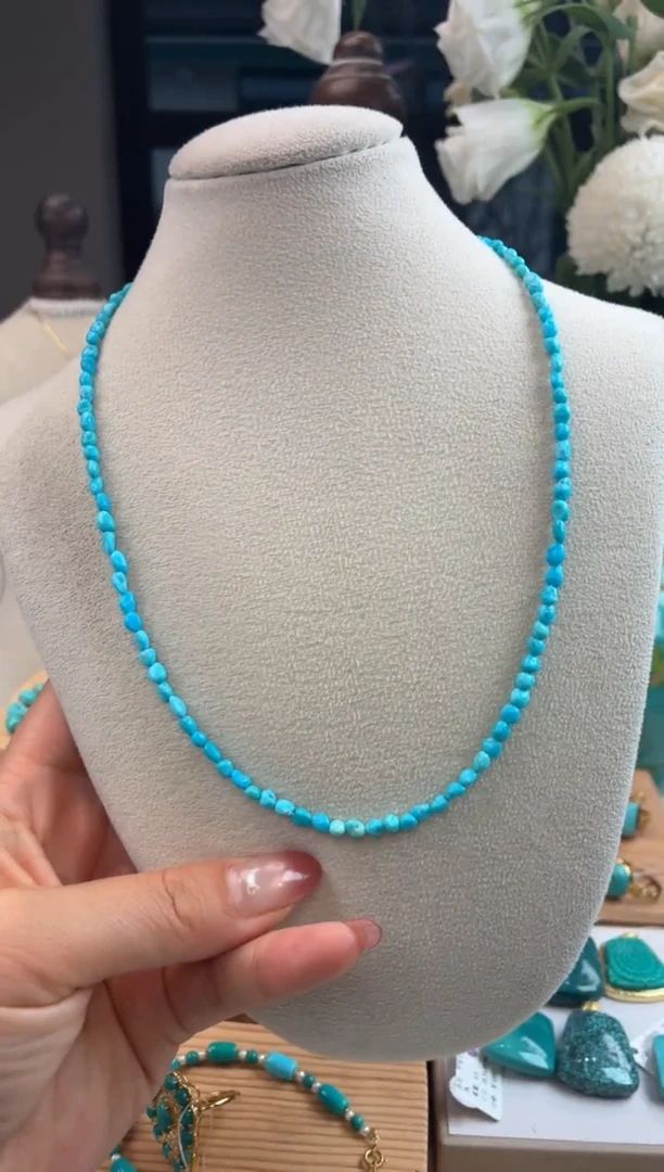 银S925镀金镶嵌绿松石项链1