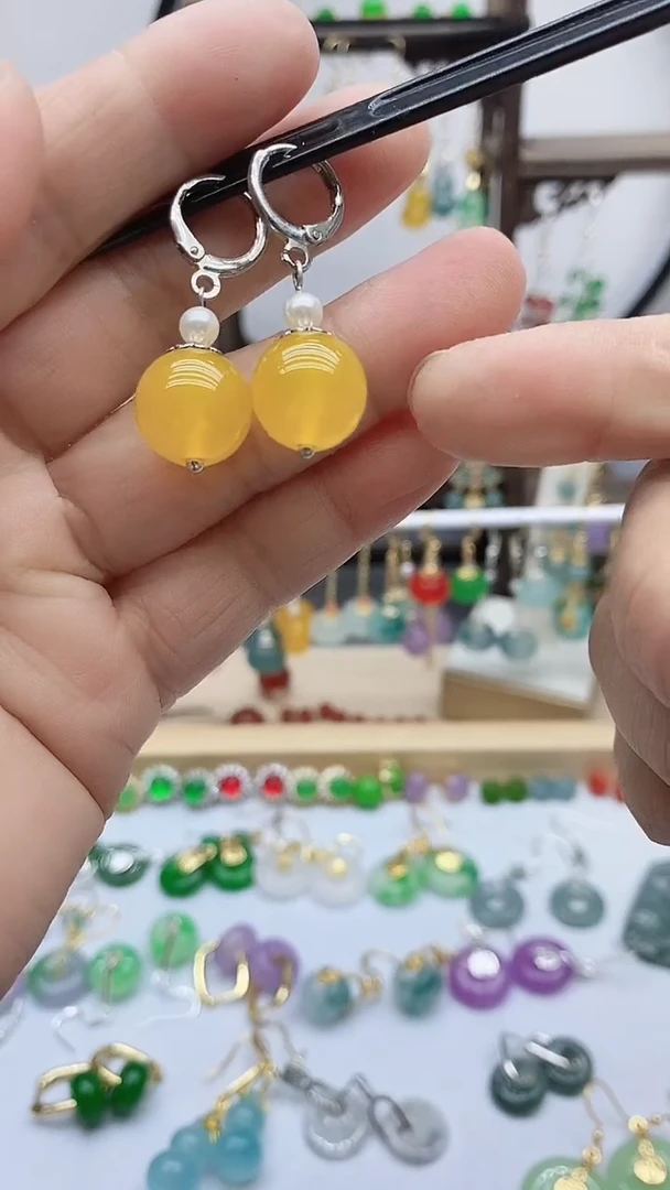 银S925镶嵌耳饰玛瑙/玉髓42