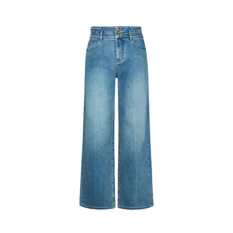 设计师女装2025秋季新款牛仔裤气质高腰宽松版阔腿牛仔裤41029