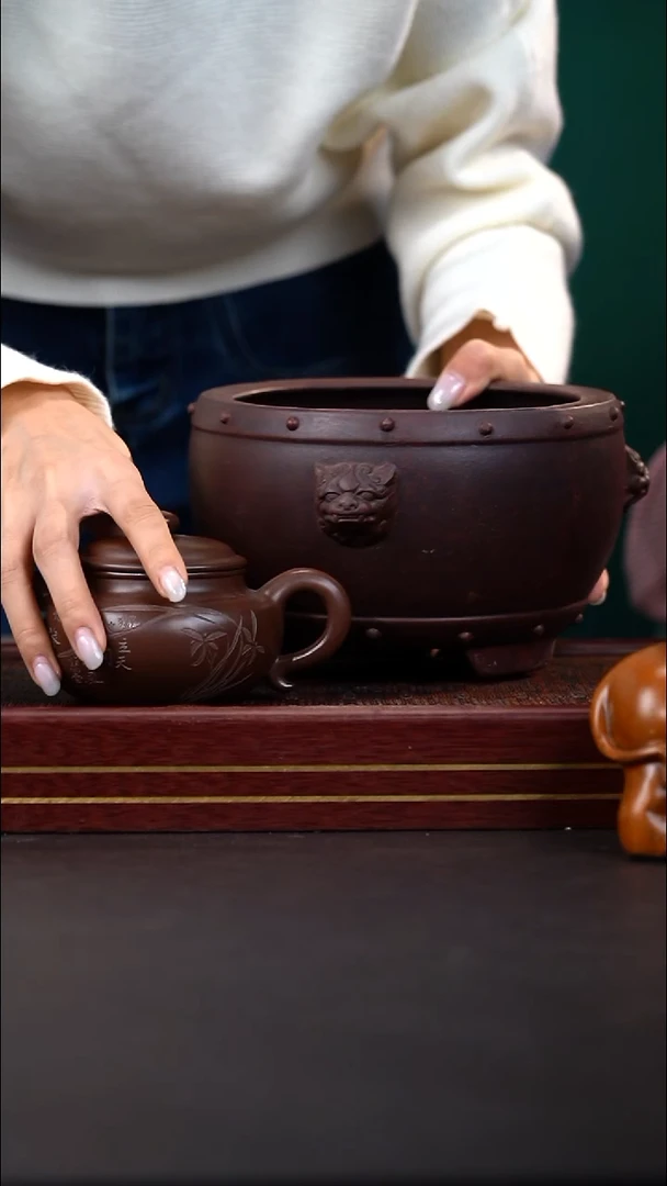 茶壶紫砂15戴静波-仿古-240CC-双证+赠水洗盆