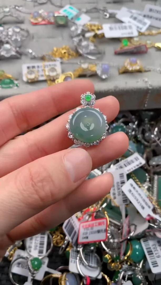 银S925镶嵌戒指翡翠4                   8