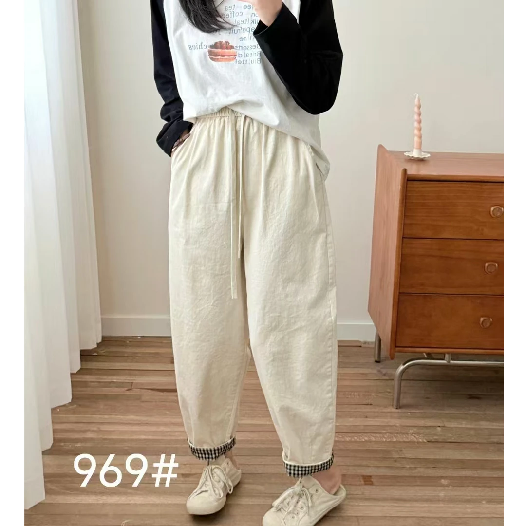 春夏新款九分松紧腰休闲显瘦小脚裤