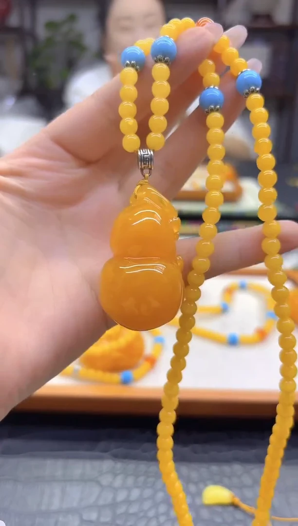 蜜蜡毛衣链未镶嵌DIY款M836