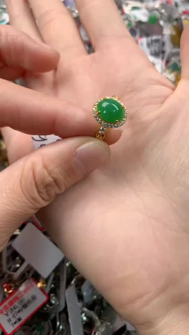 银S925镶嵌戒指翡翠888   7