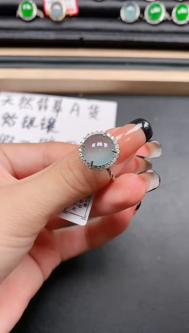 翡翠戒指银S925镶嵌1111111