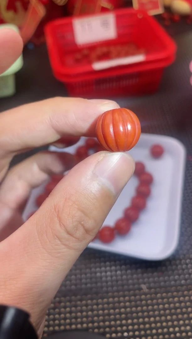【闪购商品】南红玛瑙单珠未镶嵌15号柿子红卡14*15瓜珠一颗