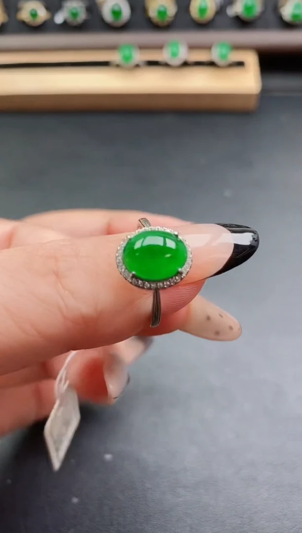 银S925镶嵌戒指翡翠1