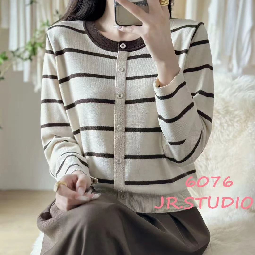 （安沐）条纹春款新款针织打底6076