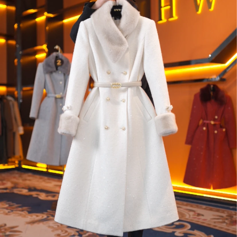 90白鹅绒含羊毛袖子有绒时尚收腰羽绒服DHZLW408026