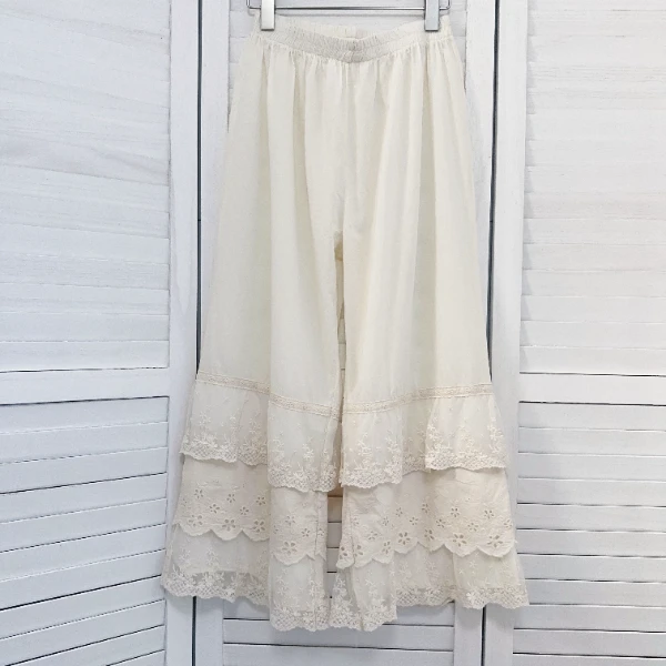 可衣-D【三层花边】森系新款蕾丝拼接直筒花边叠穿打底裤衬裤棉