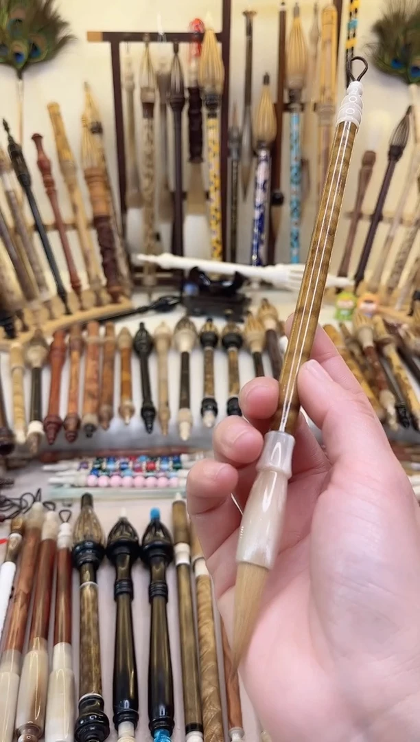 【清水试笔，拒绝蘸墨】墨琳笔庄毛笔1支金丝楠牛角狼毫