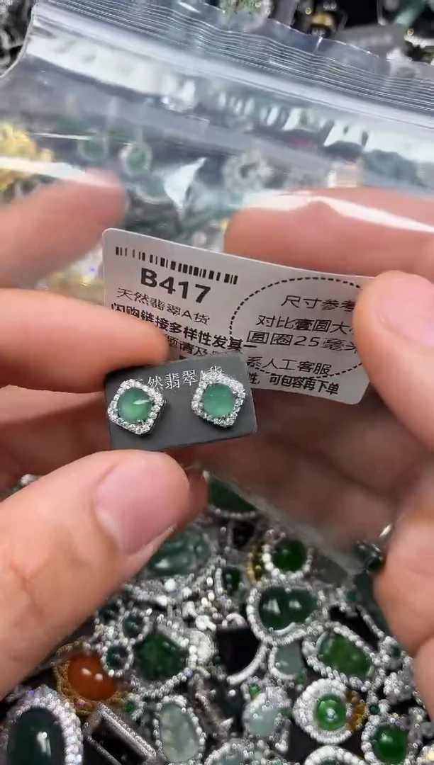 颈饰未镶嵌翡翠B417耳钉