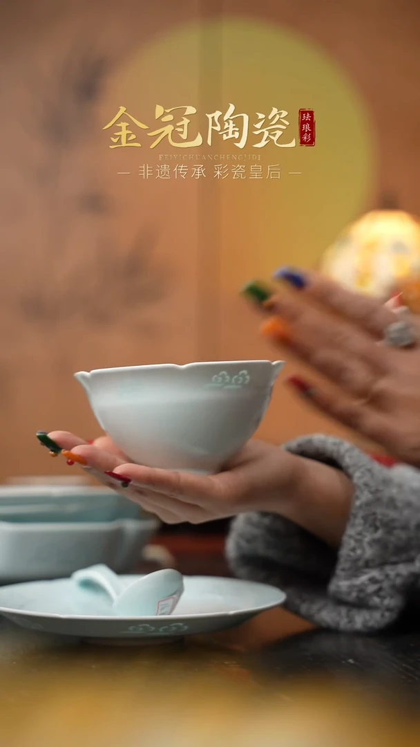 陶瓷观造集/玉映清辉【5寸「花承」饭碗】