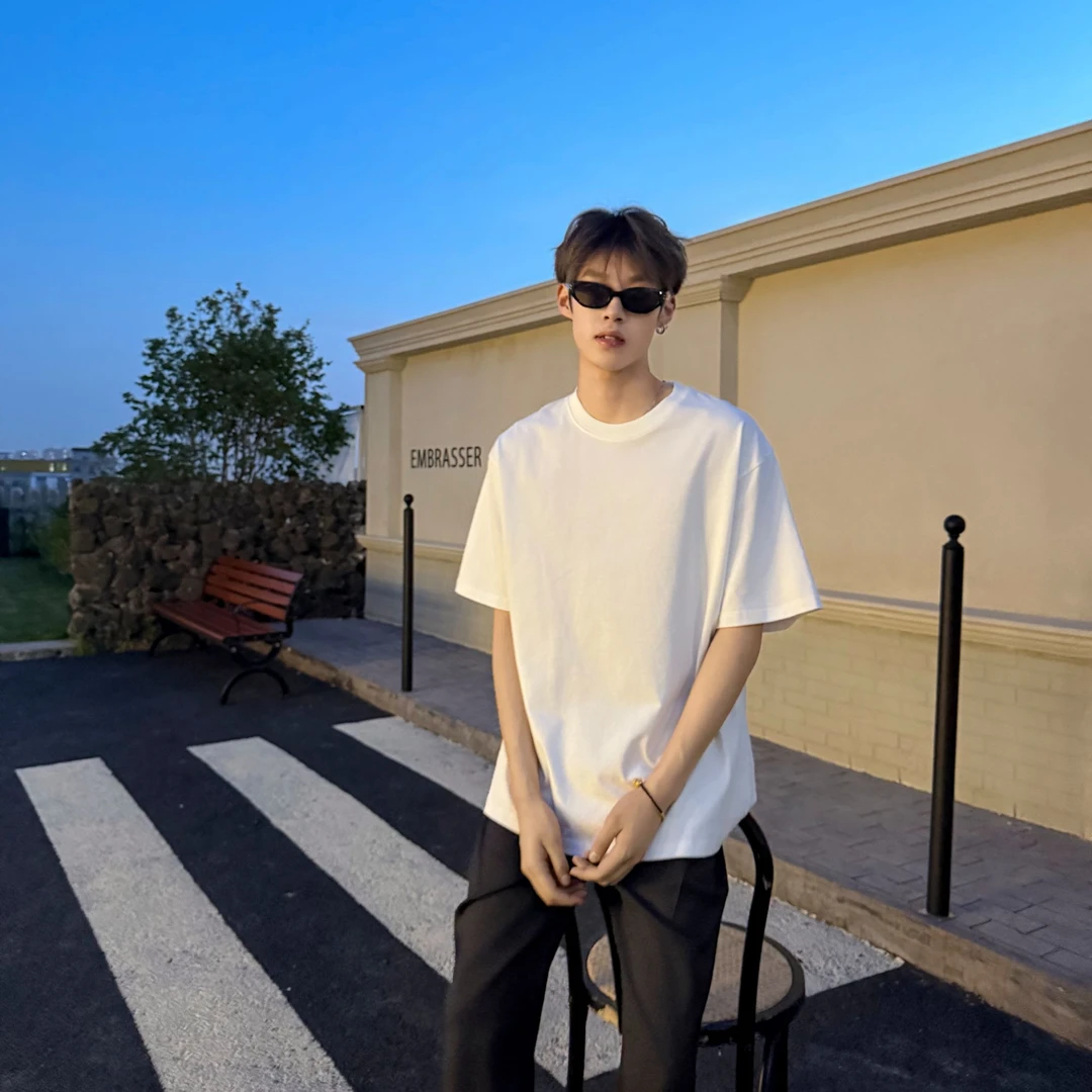 韩汶栩HWLX【人手一件】百搭纯色四季宽松短袖t恤舒适潮流男女韩版