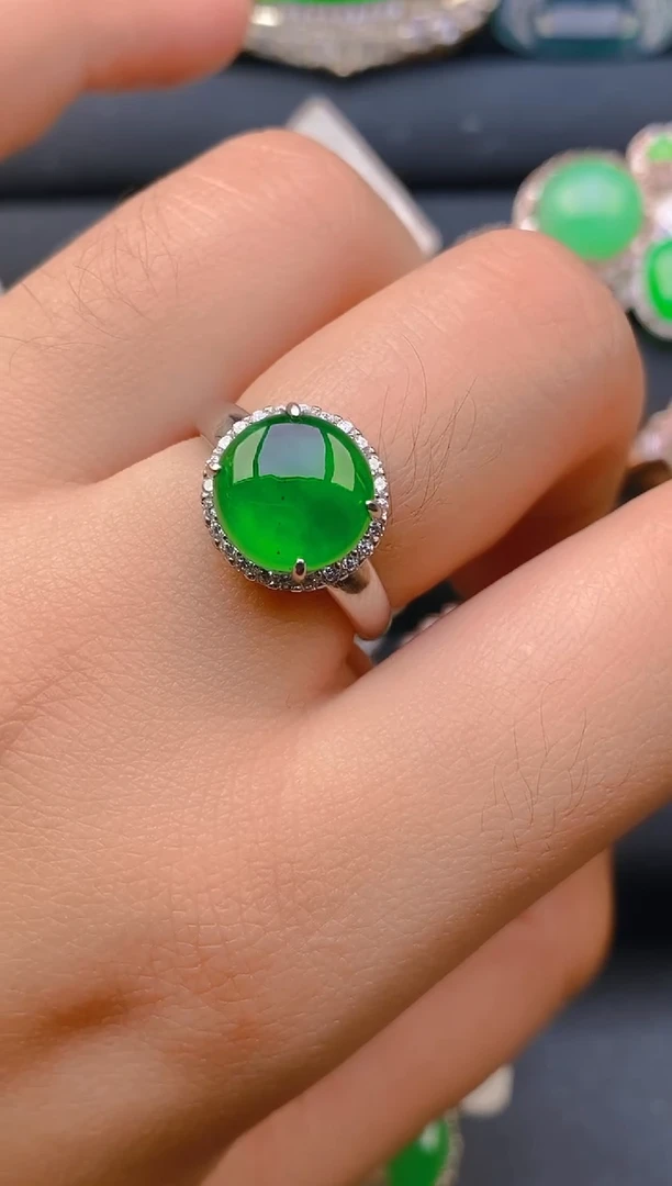 【闪购商品】翡翠戒指银S925镶嵌天然A货翡翠1