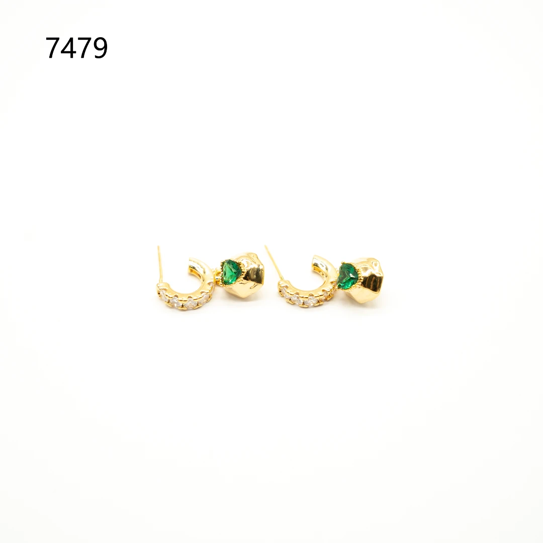 铜合金耳饰 简约镶嵌个性气质耳环小众设计高级感耳钉耳饰～7479