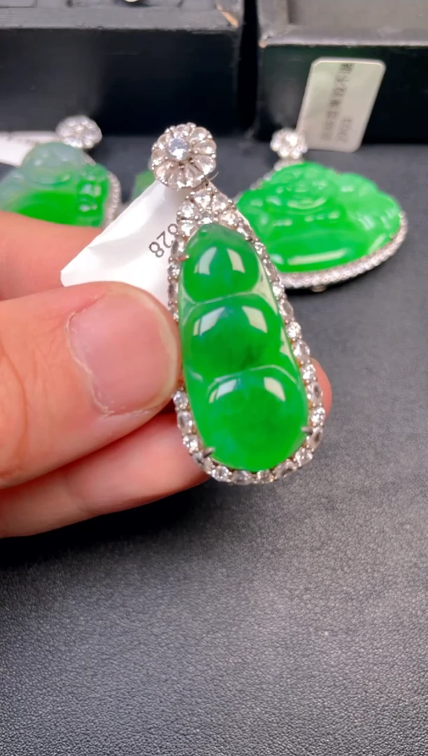 吊坠(不含链)银S925镶嵌翡翠吊坠