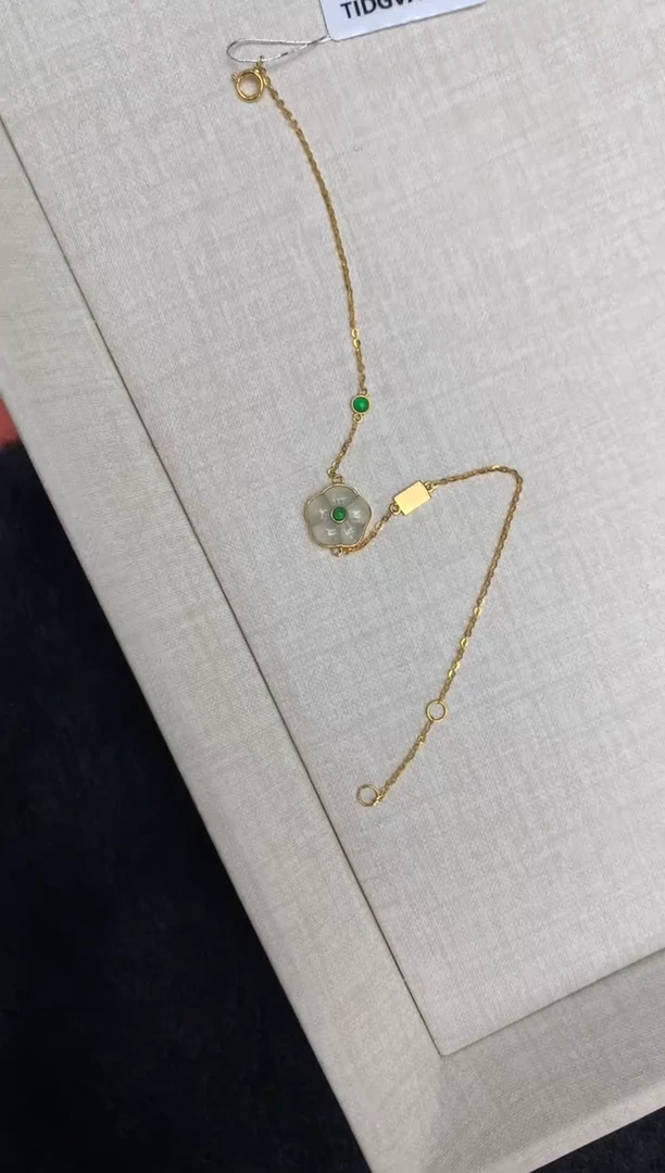 【闪购商品】翡翠手链18K金镶嵌手链