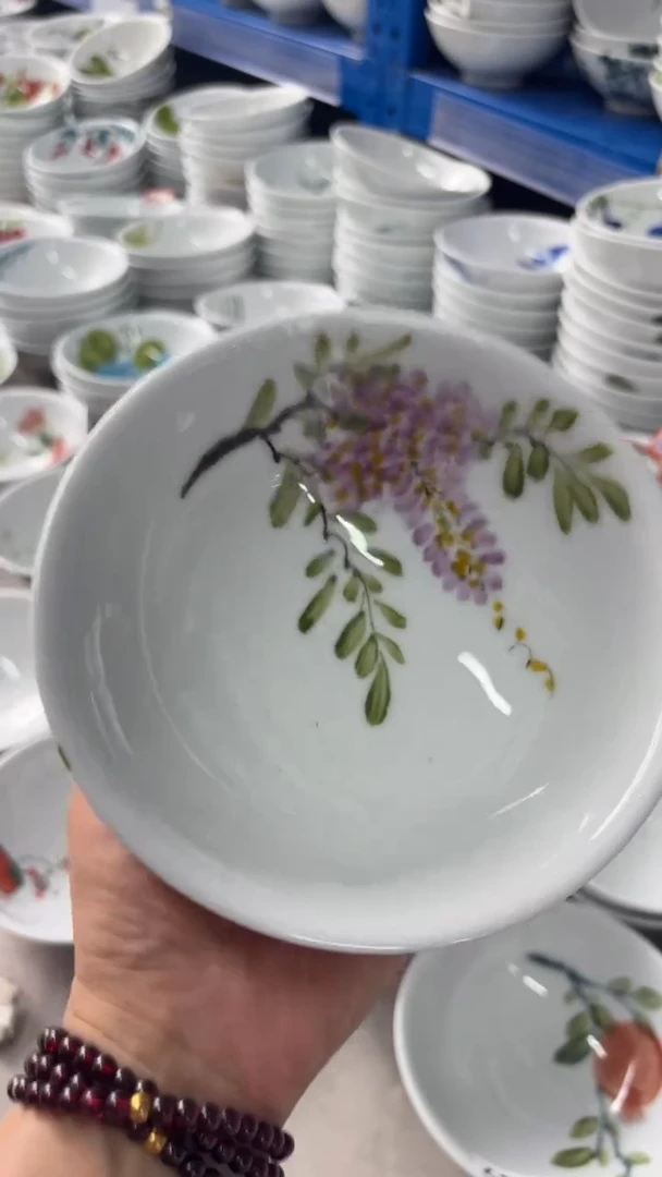 瓷片景德镇高温陶瓷食品级手绘釉中彩-壮壮碗