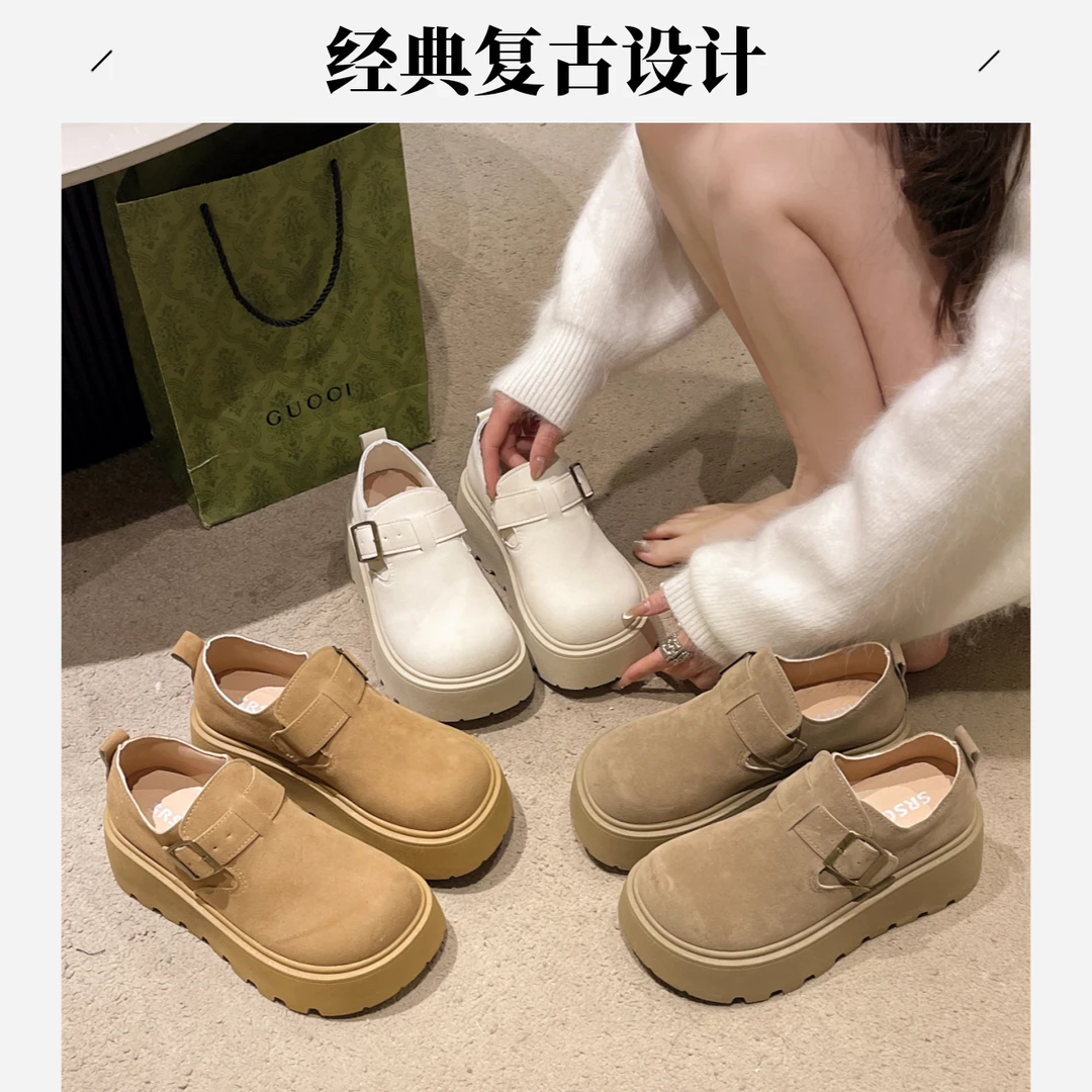 小众复古厚底勃肯鞋女2025春季新款小众休闲百搭增高小个子单鞋女