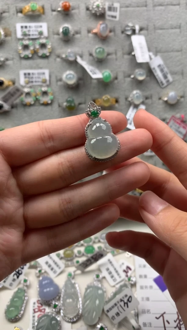 银S925镶嵌戒指翡翠吊坠14