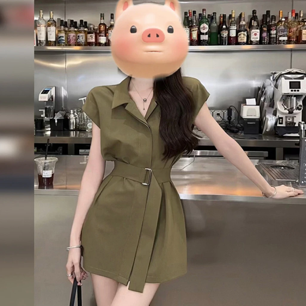 Y【纯纯】【三色】【三件套】小个子衬衫连衣裙子女2025法式套装1194