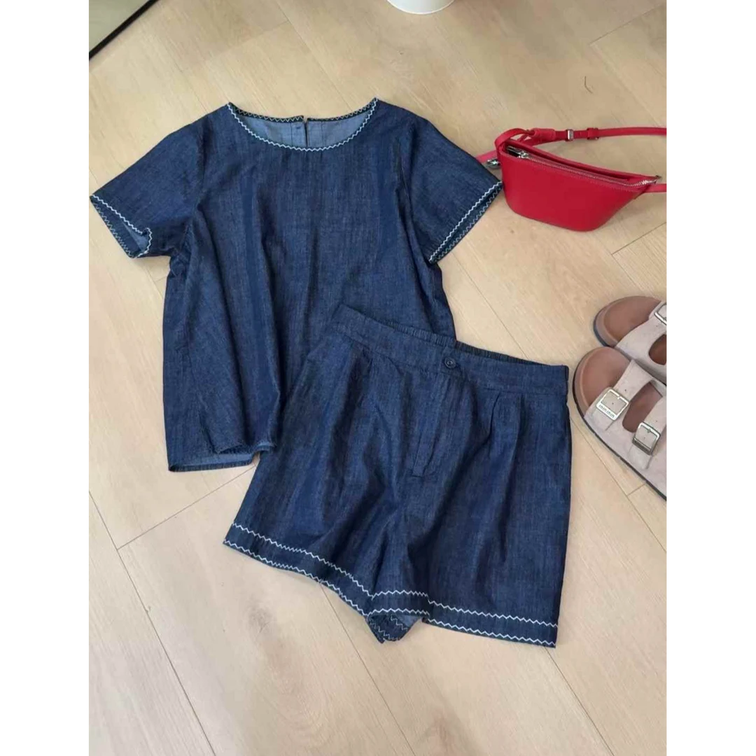 TY5 【牛仔套装】定制款后纽扣牛仔套装（衣长56，裤长36）