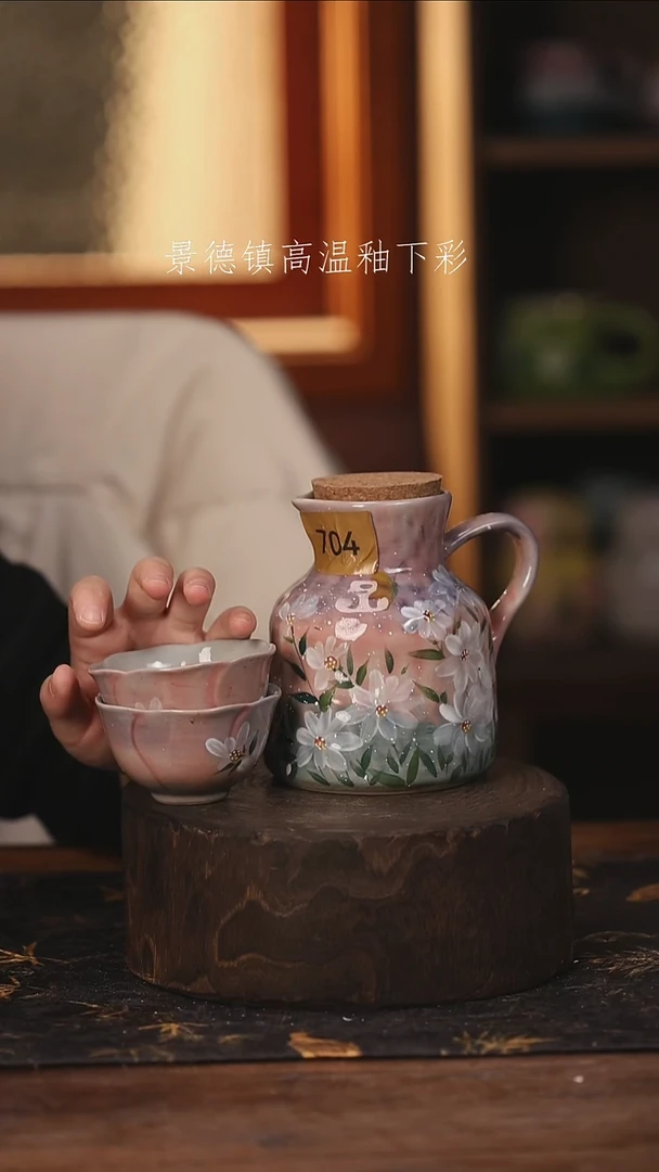 陶瓷景德镇高温釉下手绘陶瓷@L704@