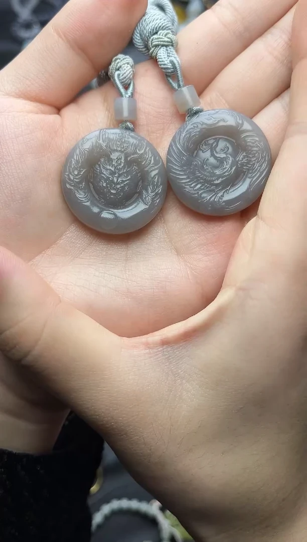 未镶嵌和田玉把件龙凤对牌06